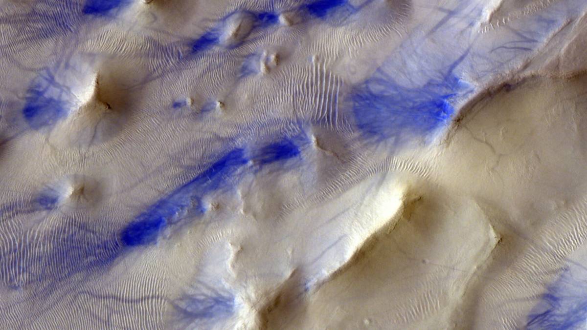 To tzw. chaotyczne obszary na Marsie z dużą liczbą charakterystycznych, niebieskich smug
