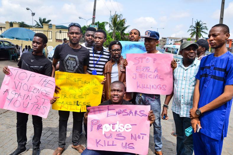 Concerned Nigerians protest against Police brutality in Lagos on Friday, April 5, 2019 