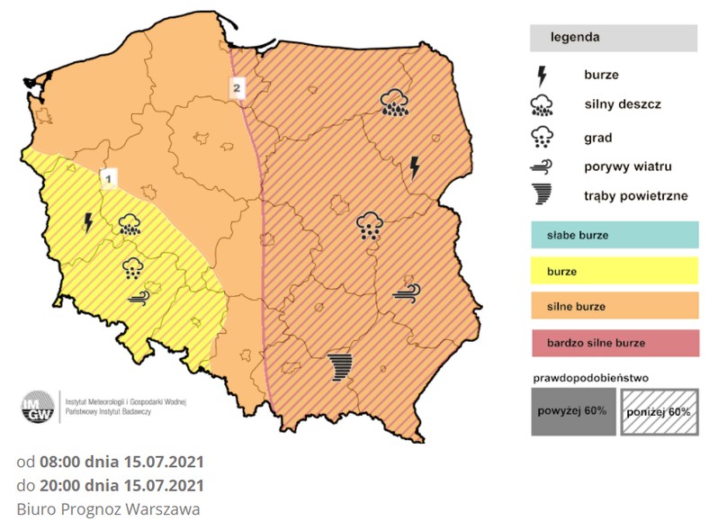 Prognoza burz na czwartek (IMGW)