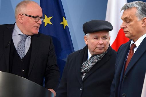 Frans Timmermans, Jarosław Kaczyński, Viktor Orban 