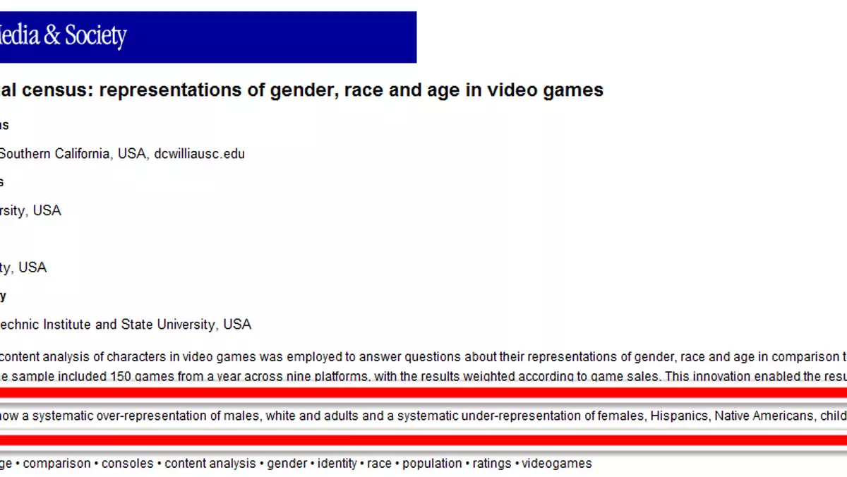 Biali mężczyźni dominują w grach wideo?