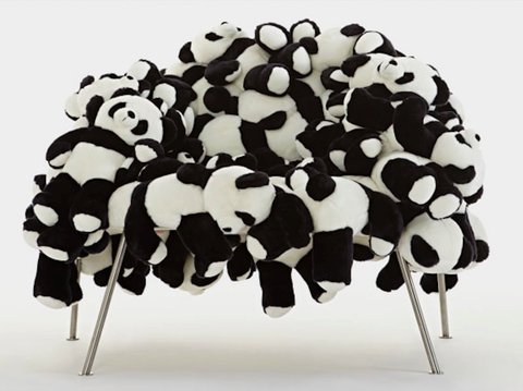 chair made of stuffed animals