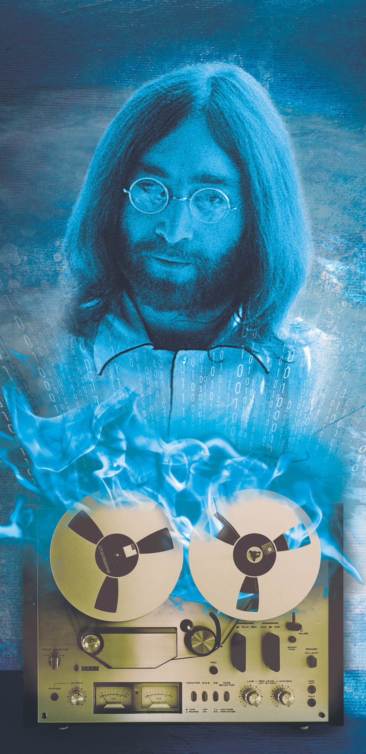 John Lennon w niebieskiej poświacie i magnetofon szpulowy. Po 45 lat po skomponowaniu i nagraniu przez muzyka piosenki producenci zaprzęgli do produkcji płyty sztuczną inteligencję