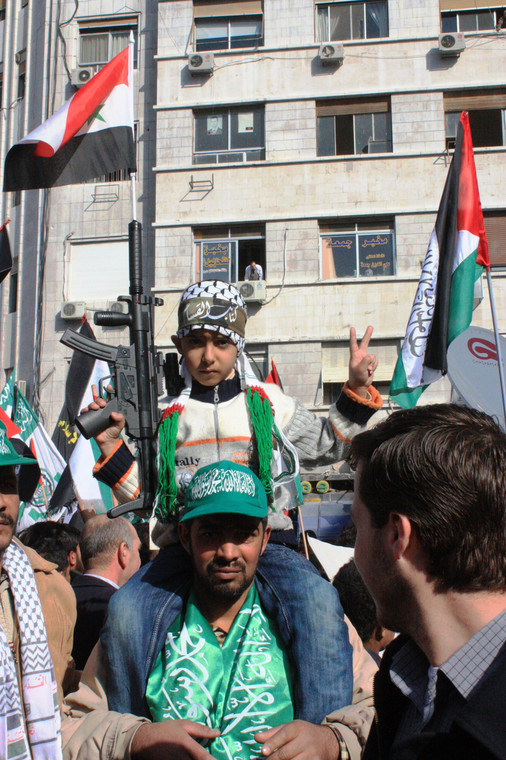 Wiec zwolenników Hamasu w Damaszku w Syrii, 2008 r.