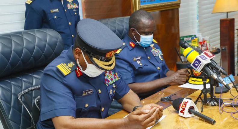 New Chief of Air Staff (CAS) AVM Oladayo Amao takes over from his predecessor, Air Marshal Sadique Abubakar. [Twitter/@CAS_IOAmao]