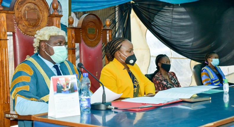 Kirinyaga Speaker Anthony Waweru with Governor Anne Waiguru during BBI debate