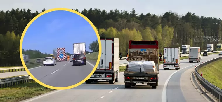 Kierowca nie zdążył zmienić pasa na A4. Tam czekała "ściana" [WIDEO]