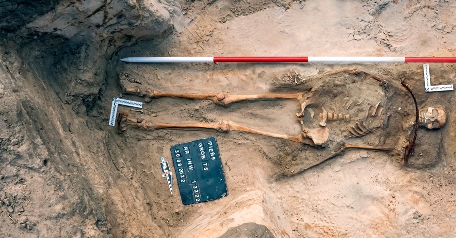 Szczątki "wampirzycy" odnalezionej przez archeologów w podbydgoskiej miejscowości Pień. 