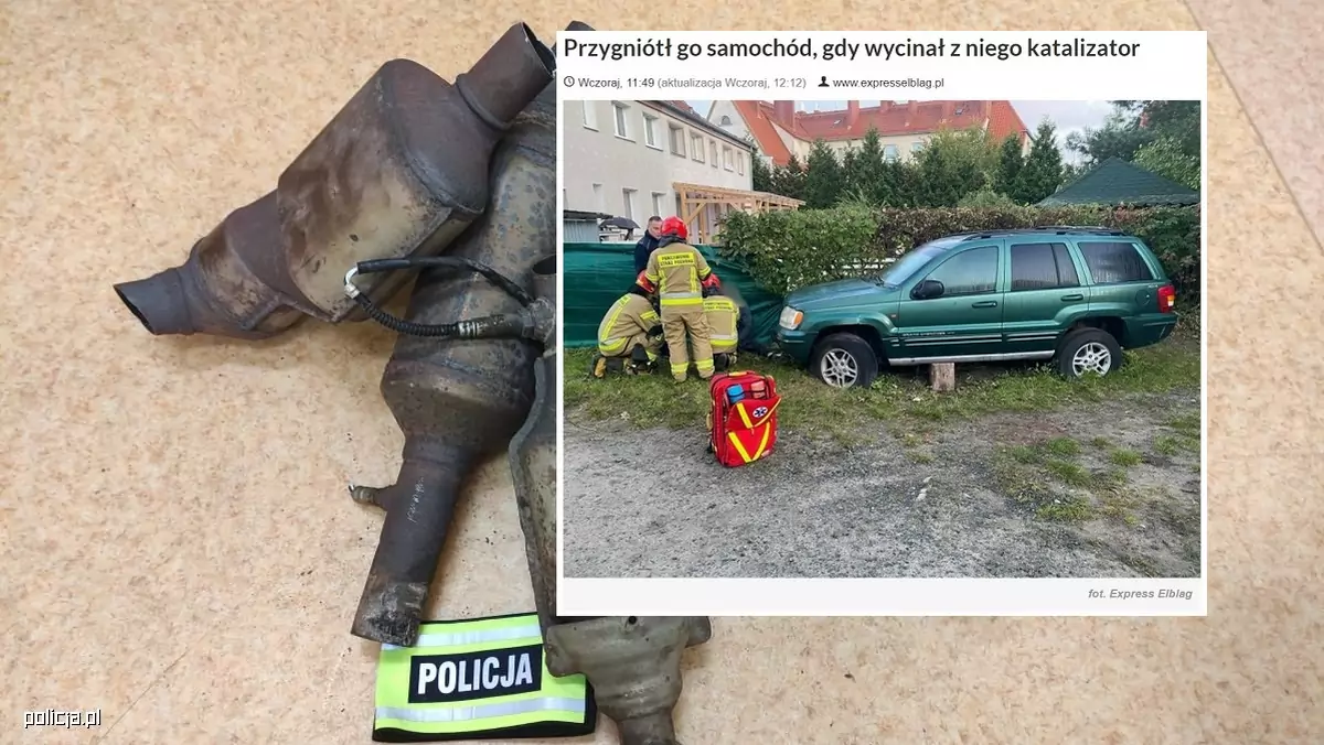 Auto przygniotło złodzieja katalizatorów. A to pech!