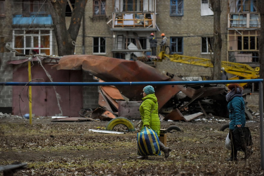 Zniszczona Konstantynówka w obwodzie donieckim