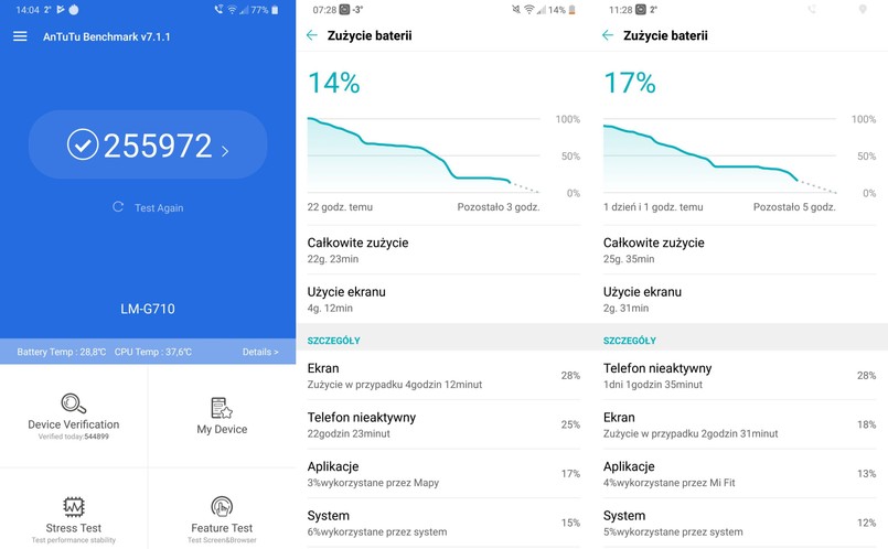 LG G7 Thinq - AnTuTu Benchmark, czas pracy na baterii