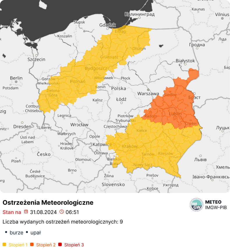 Obowiązują alerty przed upałem i burzami