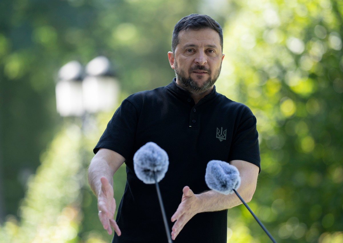 Ukrainian President Volodymyr Zelensky holds press conference in Kyiv