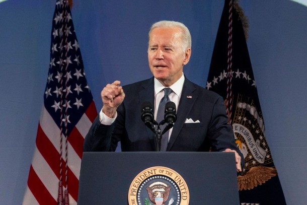 Joe Biden na konferencji prasowej.