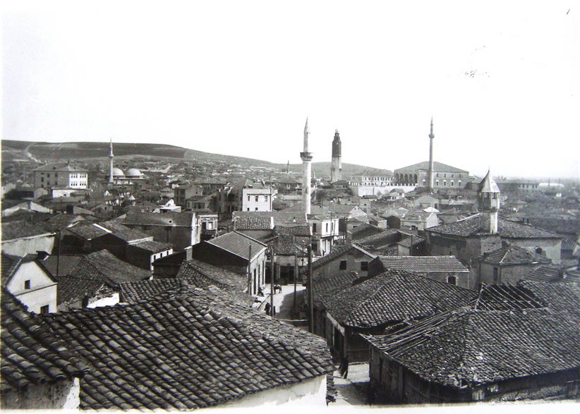 Panorama starego Skopje, Narodowe Archiwum Republiki Macedonii Północnej – Oddział Skopje, domena publiczna, autor fotografii nieznany
