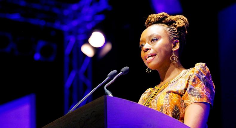 Chimamanda Adichie giving a speech