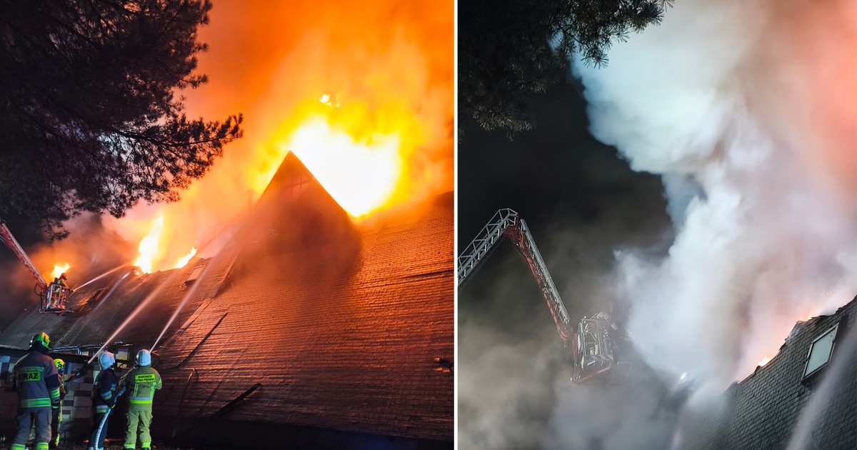 Płomienie pojawiły się w nocy. Wielki pożar hotelu na Mazowszu. W akcji 140 strażaków