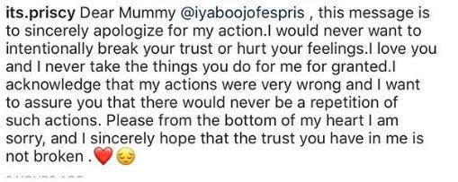 Iyabo Ojo's daughter tries to regain her trust after hanging out at a strip club 