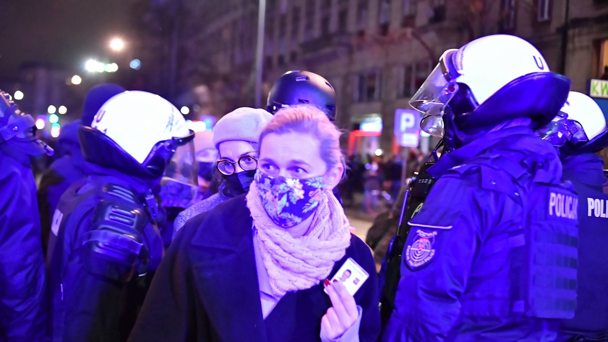 Barbara Nowacka podczas protestów 