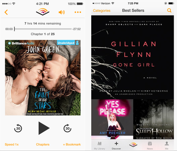 Aplikacja daje nam dostęp do ponad 150 tysięcy audiobooków w języku angielskim, francuskim oraz niemieckim. Poszczególne książki czytane są przez profesjonalnych lektorów. Korzystanie z Audible to świetny sposób na poszerzenie zasobu słownictwa oraz naukę akcentu.