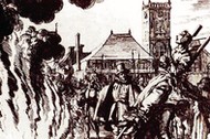 The burning of a 16th century Dutch Anabaptist as a heretic or witch.