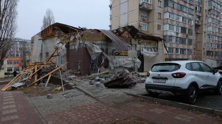 Zniszczenia po weekendowym ostrzale Biełgorodu