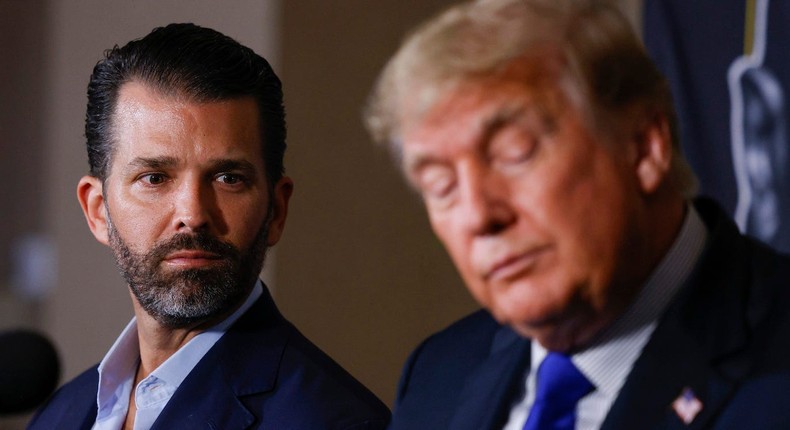 Donald Trump Jr. and former President Donald Trump in Hollywood, Florida, on September 11, 2021.Douglas P. DeFelice/Getty Images