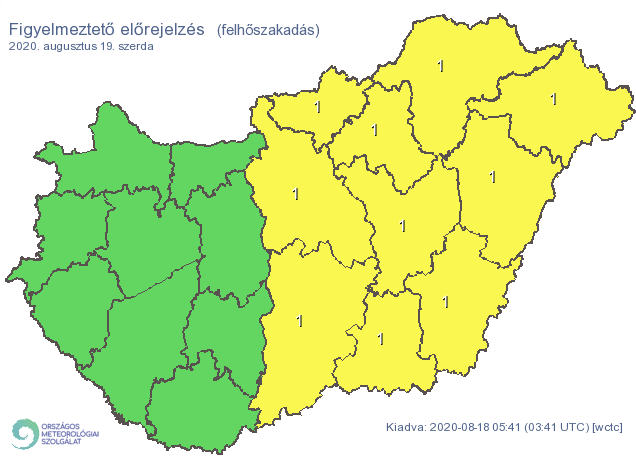 Felhőszakadás miatt riasztás van érvényben szerdára / Fotó: met.hu