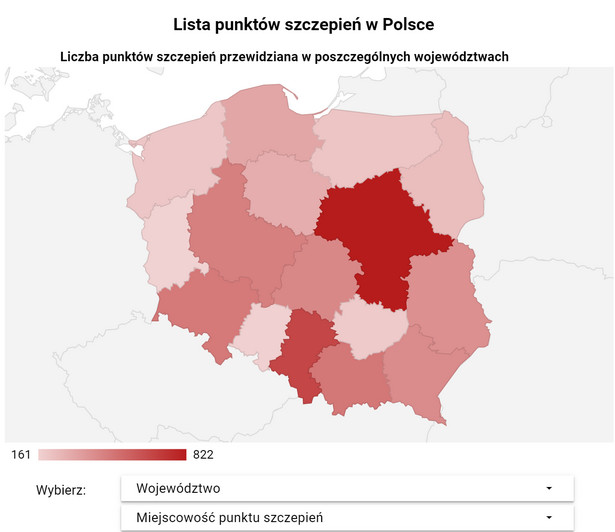 Interaktywny spis punktów szczepień na Covid-19 w województwach dostępny pod tekstem