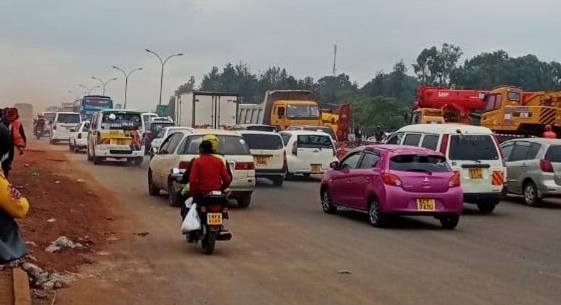 Traffic snarl up along Thika Road on Saturday August 22,2020