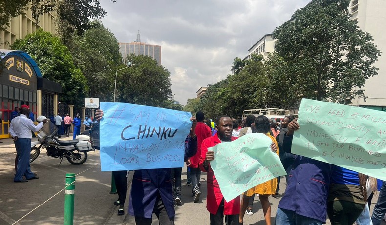 Nyamakima, Kamukunji traders protest outside Deputy President Rigathi Gachagua's office