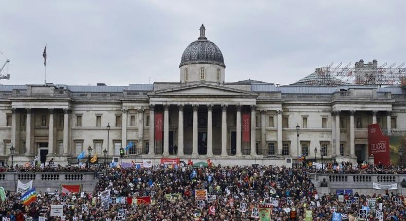 The east wing of the National Gallery on London's Trafalgar Square, where the permanent exhibition of British paintings is housed, was evacuated and closed for two hours