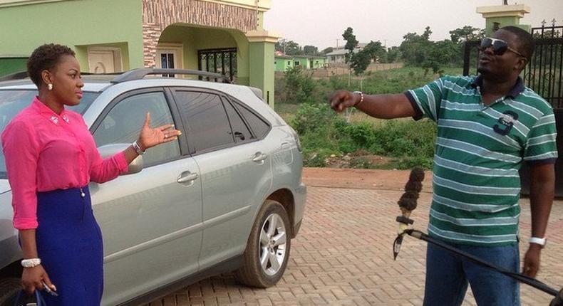 Liz DaSilva and Muyiwa Ademola on the set of Alayo