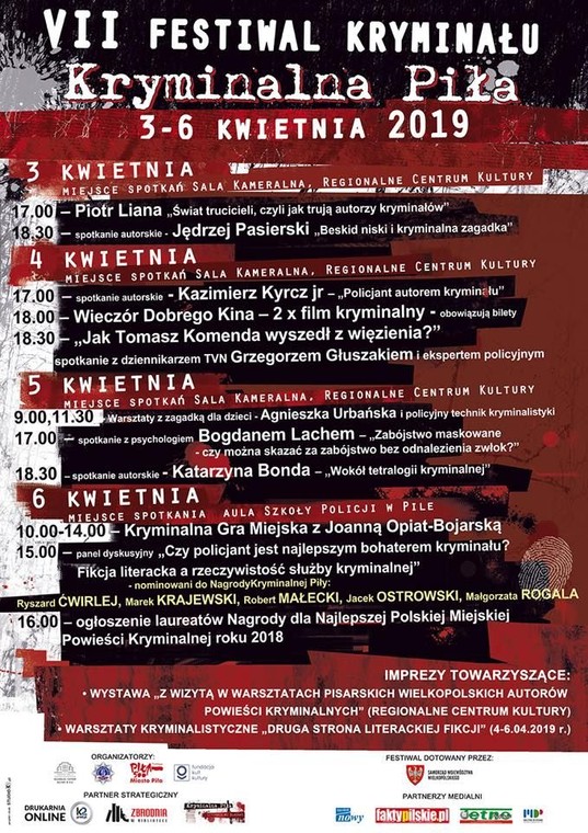 Program festiwalu Kryminalna Piła 2019