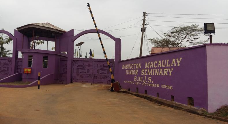 Babington Macaulay Junior Seminary School main entrance gate.