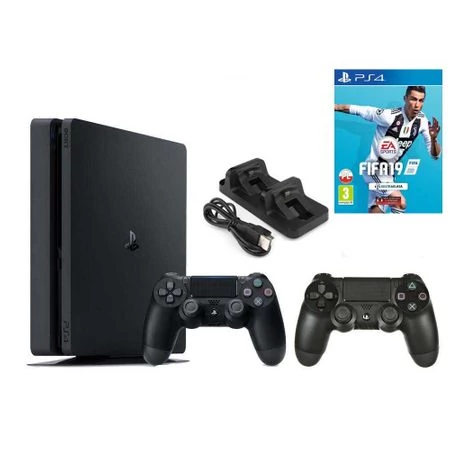  Sony PlayStation 4 Slim 500 GB Czarny + FIFA 19 + 2 pady