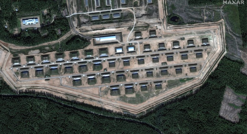 Satellite imagery of a Russian weapons storage facility in Toropets on September 7. Ukraine hit it overnight.Satellite image 2024 Maxar Technologies.