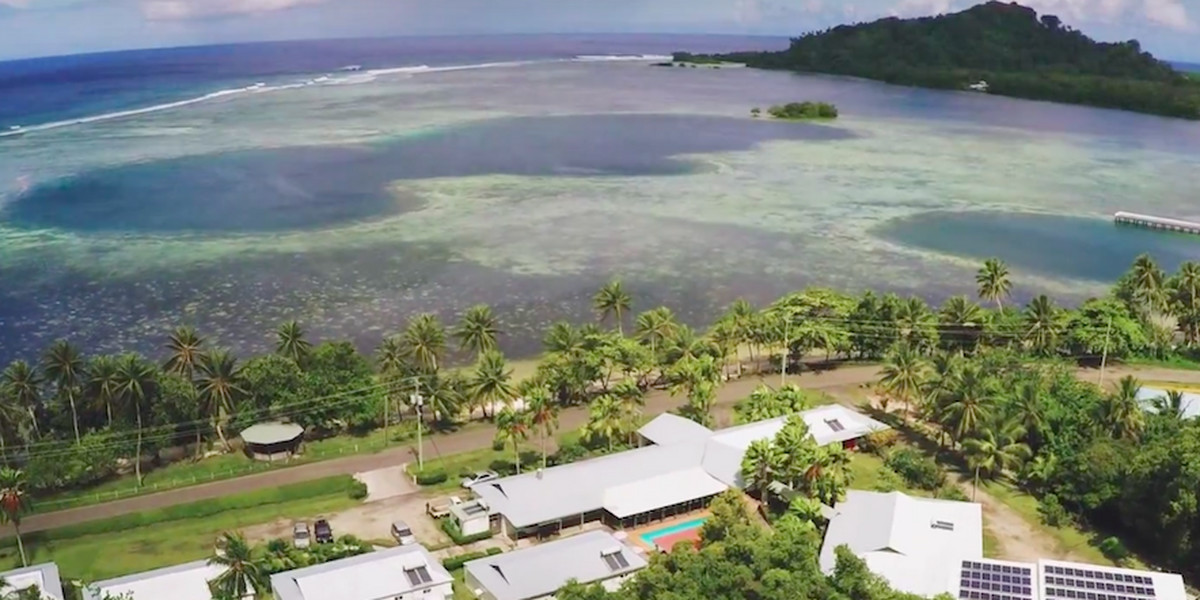 Kosrae Nautilus Resort on the island of Kosrae in Micronesia has magnificent views of the Pacific Ocean.