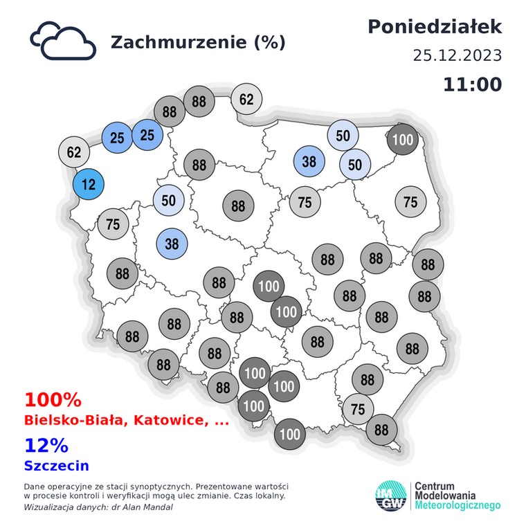 Dziś mamy bardzo pochmurny dzień