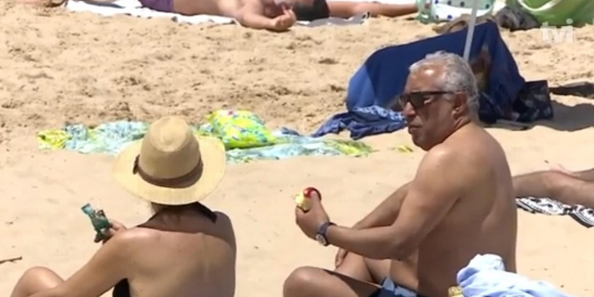 Premier Antonio Costa przyłapany na plaży, na której oficjalnie obowiązuje zakaz przebywania