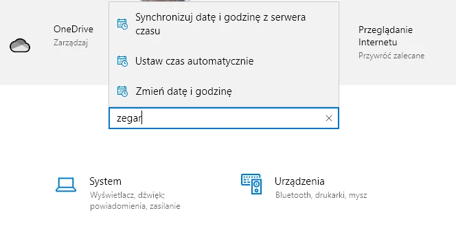 Ustawienia zegara w Windows