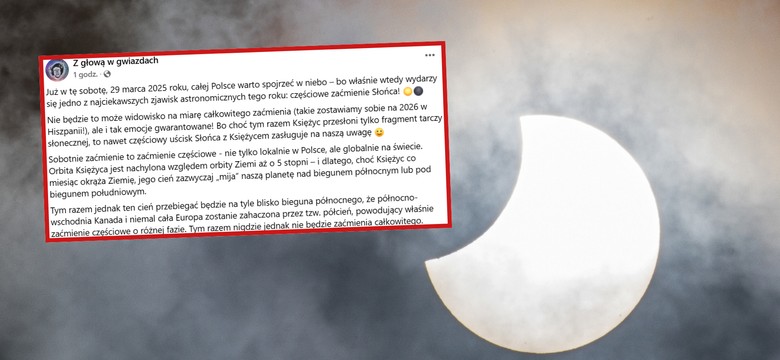 Zaćmienie Słońca już 29 marca 2025. Gdzie i o której patrzeć w niebo?
