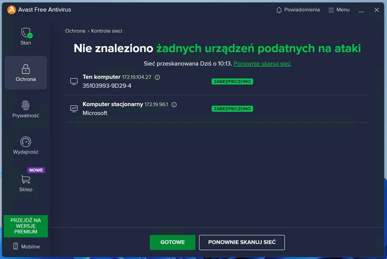 Avast Free Antivirus: Kontrola sieci