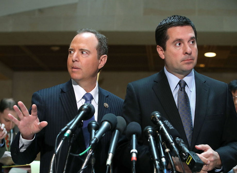 The House Intelligence Committee's ranking member, Adam Schiff, and chairman, Devin Nunes.