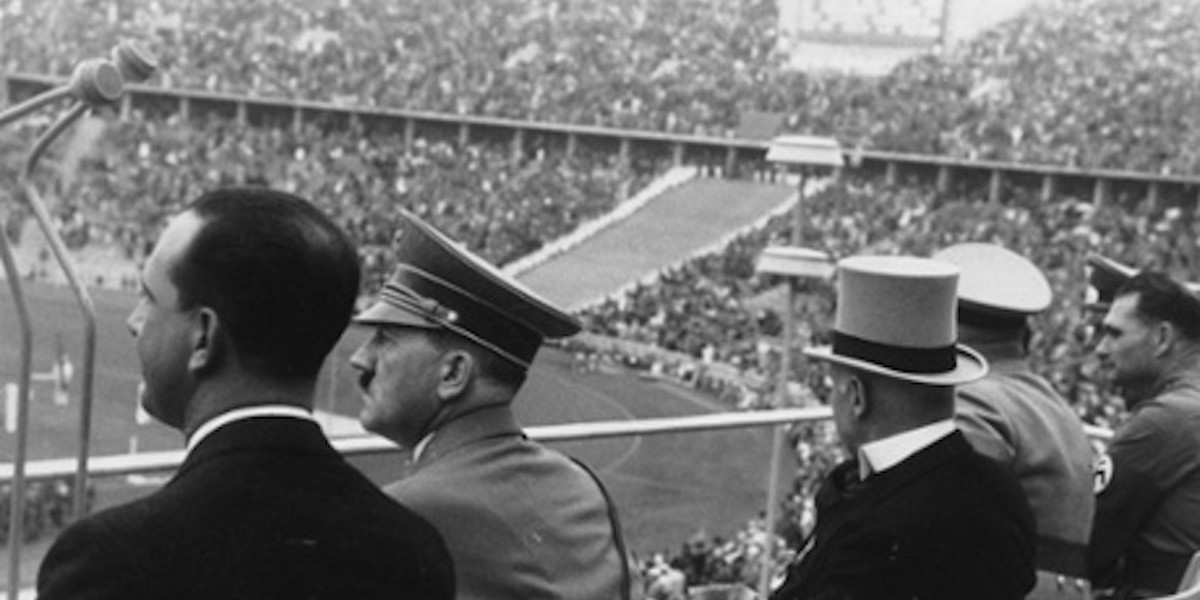 Adolf Hitler watching the 1936 Olympic Games in Berlin.