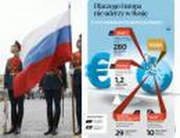 Mapa współzależności gospodarczych UE i Rosji. Na zdjęciu z lewej rosyjscy żołnierze na paradzie na Czerwonym w Moskwie, fot. Alexander Zemlianichenko Jr/Bloomberg News