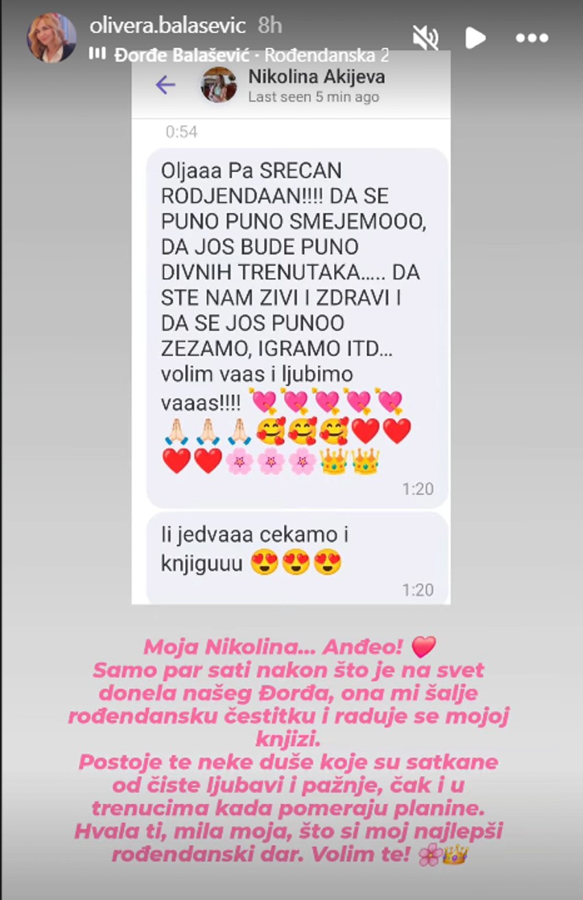 Olivera Balašević, rođendan