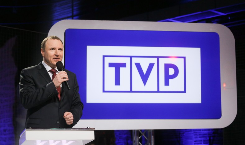 Prezes TVP Jacek Kurski, podczas konferencji Zarządu TVP S.A. nt. podsumowania pierwszego kwartału 2016 roku, 27 bm. w Warszawie. (mr) PAP/Paweł Supernak