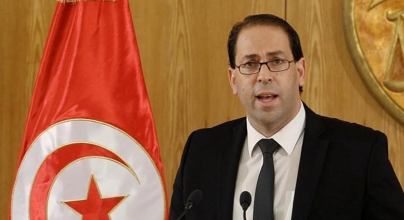 Tunisia's Prime Minister-designate Youssef Chahed speaks during a news conference after his meeting with 