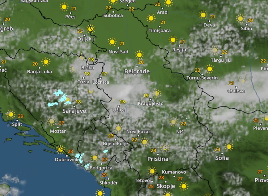 Kretanje padavina u 12 sati